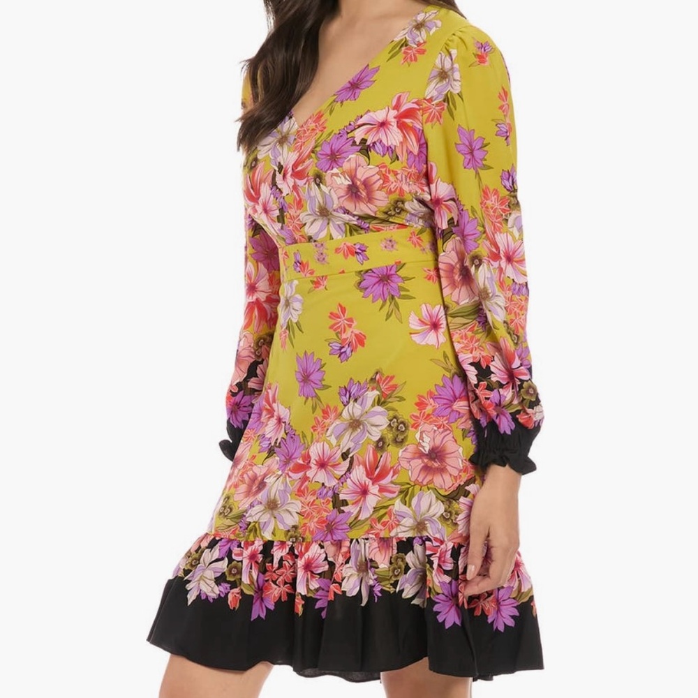 London Times Floral Yellow Dress
